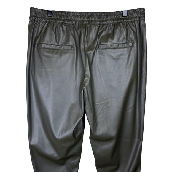 Dear John NWT Jacey Dark Olive Green Faux Vegan Leather Pull On Jogger Pants - Picture 6 of 9